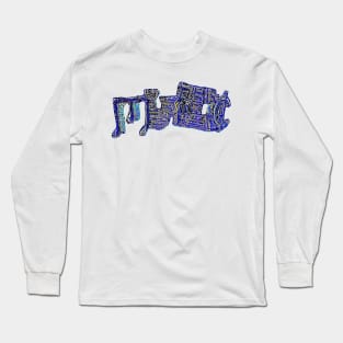 “Music” In Navy and Gold Long Sleeve T-Shirt